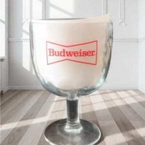 Vintage Budweiser Beer Glass Thumb Print Dimple Goblet Stem Mug Classic Style